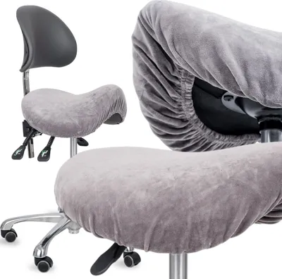 Produktbild von Habys Velours Bezug für Rollhocker Arbeitshocker | Ø 34-40 cm | Spannbezug mit Gummizug | Kosmetik Praxis Friseur | Grau