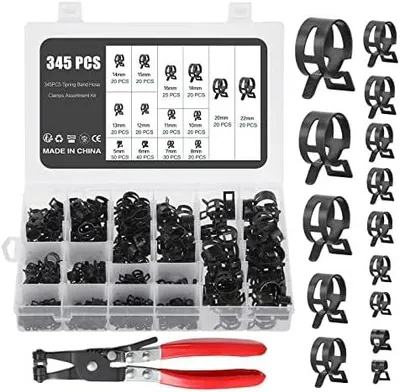 Produktbild von 345 Stück Schlauch Federklemme 5-22mm Kraftstoffleitung Schlauchschellen Schlauchschelle Clip Schlauchschellen Verschluss Kraftstoffleitung Schelle,Mit Einer Schlauchklemme Zange