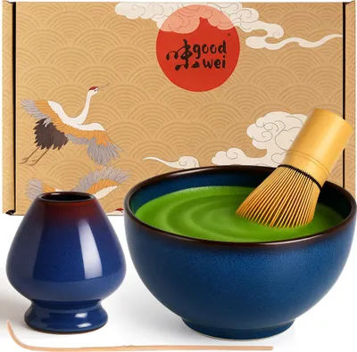 Produktbild von Matcha Set "Safaia" mit Schale, Besen & Besenhalter – ideales Starterset für Matcha-Zeremonie und stilvollen Teegenuss
