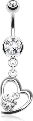 Produktbild von Bauchnabel Piercing Herz Liebe Zirkonia Strass Kristall Anhänger 316L Edelstahl klar 10 mm