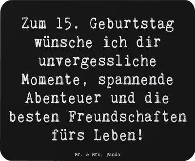 Produktbild von Mr. & Mrs. Panda Mouse Pad Spruch 15. Geburtstag - Schwarz - Geschenk, laptop mousepad, Happy Birthday, Lebensjahr, mousematte, Alter, inspirierend, herzlich, Mauspad