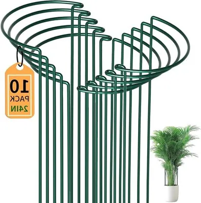 Produktbild von 10 Stück 60 cm hohe halbrunde schwarze Sträucherstützen aus verdicktem 5 mm Draht für dauerhafte Pflanzen, Pflaumen, Rosen