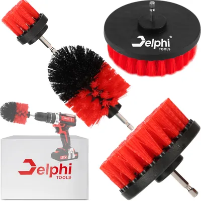 Image de DELPHI 3 pièces embout brosse visseuse sans fil perceuse set brosse brosse de nettoyage pour jantes, voiture, carrelage pour détails de voiture ménage et bricolage