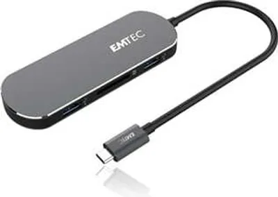 Produktbild von EMTEC HUB 6-in-1 Type-C T650C - Hub - 3 x USB 3.1 Gen 1 + 1 x USB-C (Stromdurchsatz)