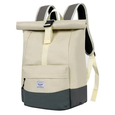 Produktbild von Cityrucksack Rolltop Rucksack Damen Herren Tagesrucksack mit Laptopfach, Modern Rolltop Rucksack Daypack, Wasserabweisend