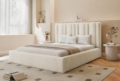 Produktbild von FURMEB24 Polsterbett WAVE + Matratze - 140 x 200 cm - BEIGE