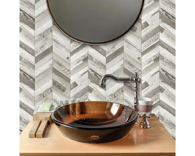 Obrázek produktu pro Samolepicí panel rybí kost WallTiles Premium Wood šedý 30,4 x 30,4 cm