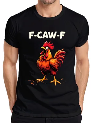Immagine prodotto di F-CAW-F Scream Cock - Maglietta da uomo con cartone animato e umorismo divertente F-CAW-F, nero, M