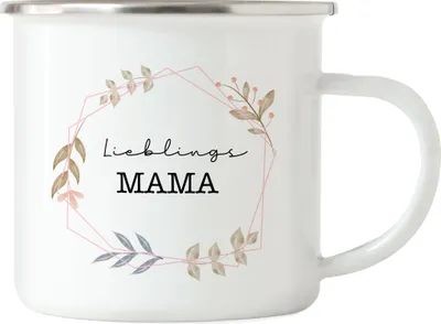 Produktbild von Lieblingsmama Emaille Tasse Liebe Blumenmotiv Geschenkidee Muttertag Geburtstag