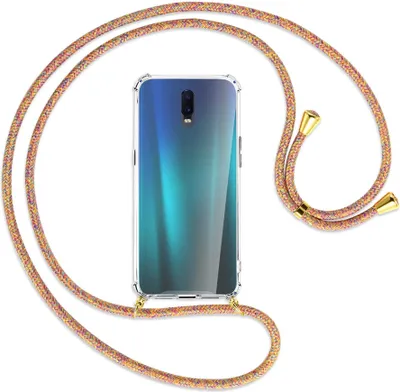 Produktbild von Handykette Backcover-Schutzhülle mit Band (Metall goldfarben) für Oppo R17 / RX17 - Rainbow