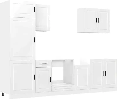 Produktbild von 7-tlg. Küchenschrank-Set Porto Hochglanz-Weiß Holzwerkstoff