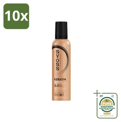 Obrázek produktu pro 10 kusů pěny na vlasy Syoss Keratin – 250 ml – balení