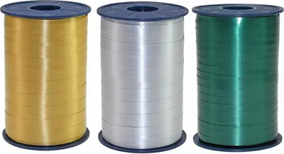 Image de Ruban cadeau - Polyband - 3 rouleaux - Or, Argent, Vert