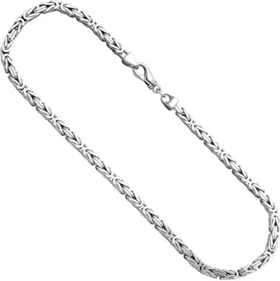 Produktbild von 6mm Königskette Halskette Collier aus echtem 925 Silber rhodiniert massiv 60cm