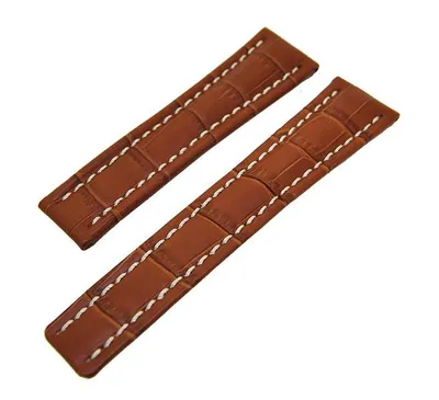 Produktbild von Uhrenarmband Lederband Hellbraun mit weißer Naht 20mm ohne Schließe NEU