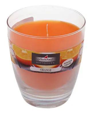 Produktbild von Duftkerze im Glas (bauchig) Orange 107/92 mm, ca. 40 h