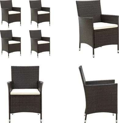 Image de vidaXL Chaises de jardin avec coussins d'assise, lot de 4, en rotin synthétique marron - Chaise de jardin - Chaises de jardin - Chaise d'extérieur - Chaises d'extérieur