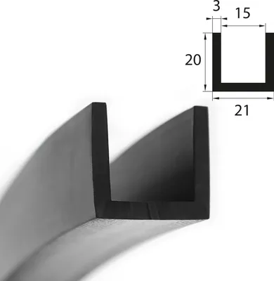 Produktbild von V33 Fassungsprofil Fassungsbereich 15 mm Kantenschutz EPDM Gummiprofil Gummidichtung