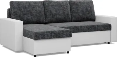 Produktbild von Ecksofa mit Schlaffunktion LUNA, Universelle Seite, Schwarz + Grau
