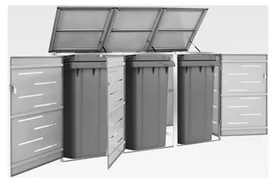 Produktbild von Mülltonnenbox für 3 Tonnen 207x77,5x115 cm aus Edelstahl