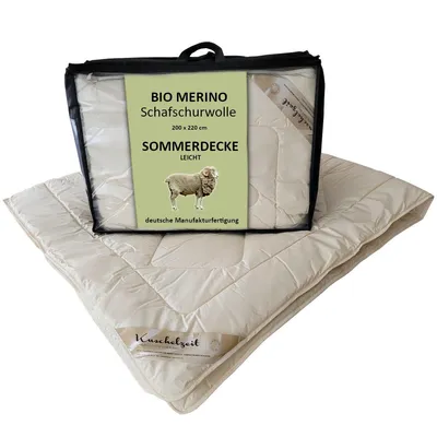Produktbild von Bio Merino Schafschurwolle Sommerdecke Kuschelzeit kbA und kbT in 200x220 cm