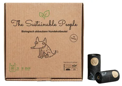 Obrázek produktu pro Biologicky rozložitelné sáčky na psí exkrementy TSP – 100% kompostovatelné, 18 rolí (252 sáčků)