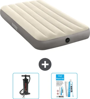 Produktbild von Intex Luftbett – 1 Person – 99 x 191 x 25 cm – Beige – im Lieferumfang enthalten Pumpe en Reperaturset