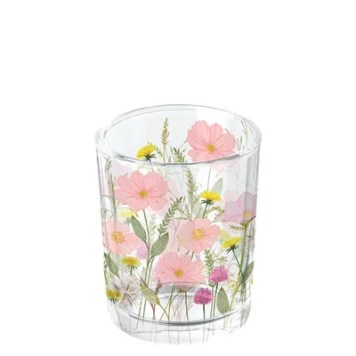 Image de Verre pour bougie chauffe-plat imprimé Ø 5,5 h 6,6 cm Fleurs Couleurs pastel rose