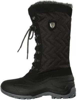 A single black winter boot shown from the side.