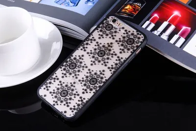 Produktbild von Handy Hülle Mandala für Apple iPhone 6s Plus Design Case Schutzhülle Motiv Flocken Cover Tasche Bumper Schwarz