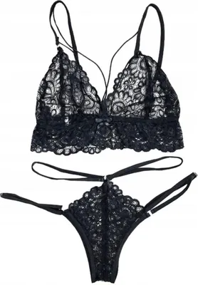 Produktbild von Sinnliche Slips - Damenunterwäsche - Spitzen-Set für Frauen - Schwarz - Set aus BH und Slip