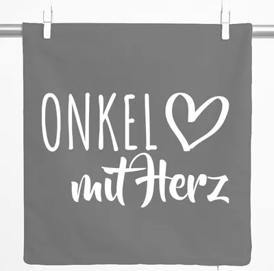Produktbild von Huuraa Kissenbezug Onkel mit Herz 40x40cm Steel Grey Baumwolle Dekokissenbezug Geschenkidee