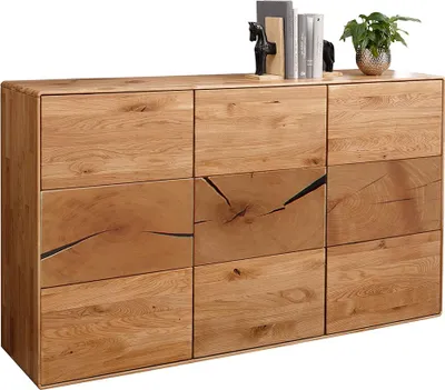 Produktbild von Wohnzimmer Sideboard mit 150 cm Breite in Eiche Massivholz, 3 Türen - WESTON-69