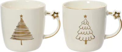 Produktbild von Tasse Porzellan mit Griff 9cm Tannenbaum Motiv 360ml Weiß 1 Stück sort.
