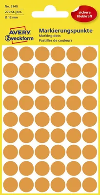 Immagine prodotto di Avery Zweckform® 3148 Punti marcatori - Ø 12 mm, 5 fogli/270 etichette, arancione fluorescente