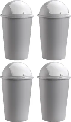 Produktbild von Abfalleimer - 50 Liter - Ø 40 cm - Weiß - Betongrau - Kunststoff - 4er Set