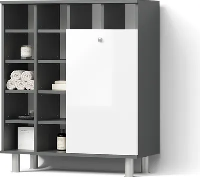 Immagine prodotto di Armadietto da bagno con portabiancheria Livinity Fucino Bianco lucido 78.4 x 91.6 cm, Model 52562
