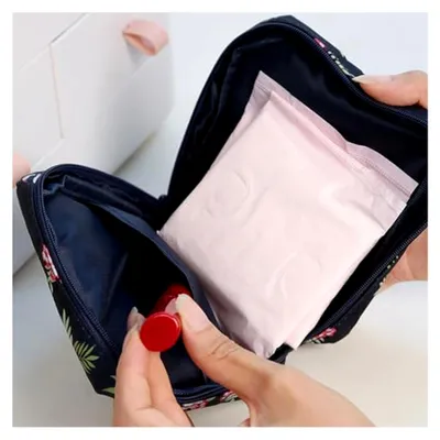 Produktbild von Organizer für Damenbinden mit Reißverschluss – Praktische Aufbewahrungstasche für Kosmetik oder Geld
