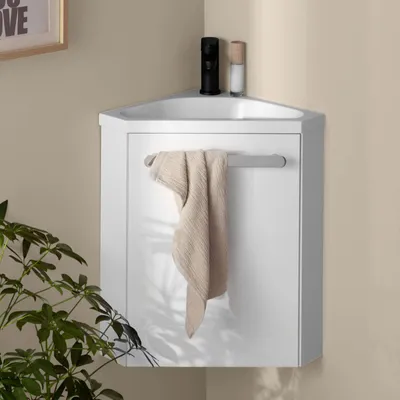 Immagine prodotto di Gruppo lavabo angolare sospeso SKINO con rubinetto nero