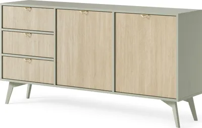 Produktbild von Kommode mit Schublade und Türen Sideboard Highboard, Schrank  - Kommode Abeto S158 Grün