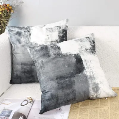 Produktbild von Set mit 2 Samtkissenbezügen, grau, 50 x 50 cm, Landhausstil, quadratisch