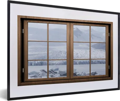 Produktbild von MuchoWow® MuchoWow® Gerahmtes Poster Durchblick - Nebel - Schnee 60x40 cm - Poster mit zchwarzem Bilderrahmen - Schlafzimmer - Plakat in Rahmen - Drucken