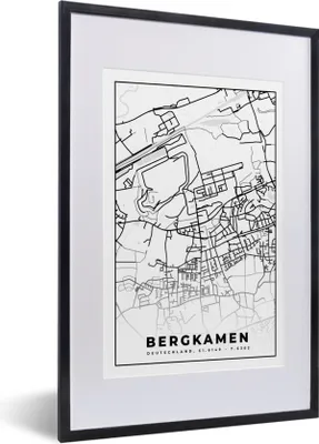 Produktbild von MuchoWow® Gerahmtes Poster Karte - Berg Champlain - Karte - Stadtplan 40x60 cm - Poster mit Schwarzem Bilderrahmen Wandposter Rahmen Foto Bilder - Poster in Rahmen