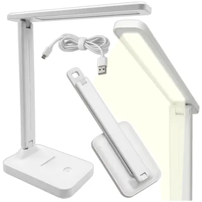 Obrázok produktu pre KRUMAD LED stolná lampa s USB, stmievanie dotykom, nastaviteľná, stolná lampa do kancelárie, na štúdium a čítanie, moderný dizajn, biela