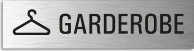 Produktbild von Türschild Garderobe Hinweisschild mit Piktogramm Aluminium Edelstahloptik 160x40 mm selbstklebend