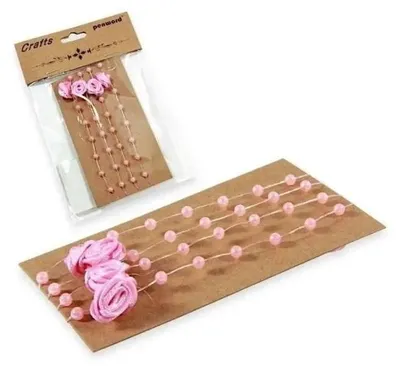 Immagine prodotto di Cordoncino rosa con perline, 1 m - Penword
