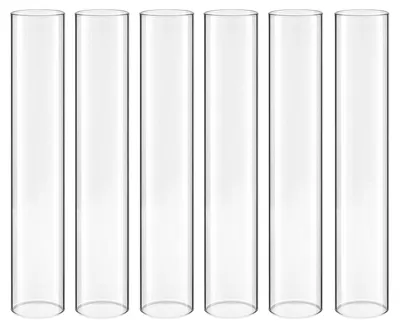 Obrázok produktu pre Súprava 24 sklenených valcov na sviečky SucceBuy, sklenené svietniky typu „Hurricane“ 65 × 350 mm, tienidlá na sviečky z borosilikátového skla, svietniky bez dna, ochrana sviečok pred vetrom na svadby, Vianoce a party dekorácie