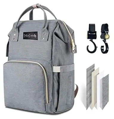 Imagen del producto de Mochila grande para pañales para bebé en gris claro