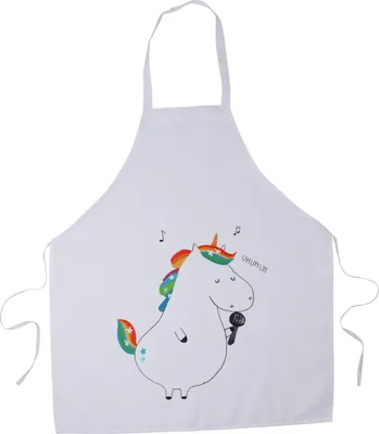 Produktbild von Mr. & Mrs. Panda Schürze Einhorn Sänger - Weiß - Geschenk, Geburtstag, Fest, Grillmeister, Unicorn, Disco, Einhörner, Grillschürze, Küchenzubehör, Kochschürze, Freundin