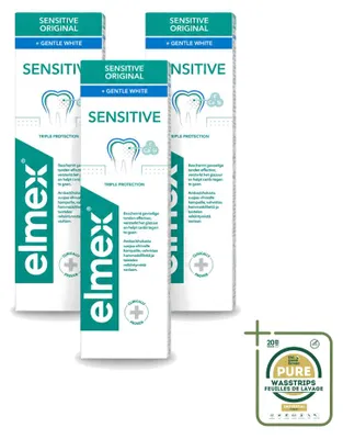 Produktbild von 3 x Elmex Gentle White Zahnpasta - Dreifachschutz - 75 ml - Vorratspackung - 3 Stücke